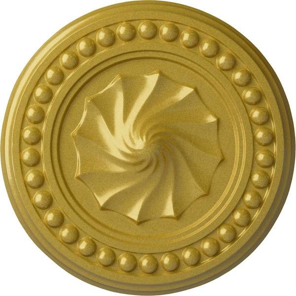 Ekena Millwork Foster Shell Ceiling Medallion (Fits Canopies up to 9 5/8"), Hand-Painted Rich Gold, 15 3/4"OD x 2"P CM15FORGS - main